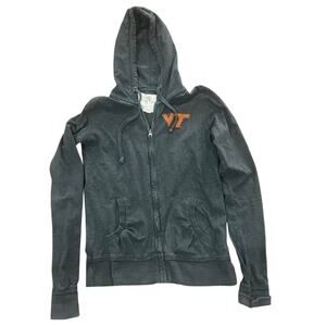 Virginia Tech VT Three Square Dark Gray Full Zip Long Sleeve Hoodie Size Medium